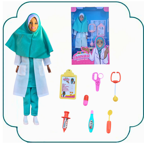 Ultimate Muslim Doll Playset Bundle -1 prayer set, 1 doctor set and 1 fashion set.