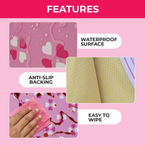 ALLOVA Non-Slip Splash Mat for Under highchair - waterproof, wipeable, anti slip, pink 